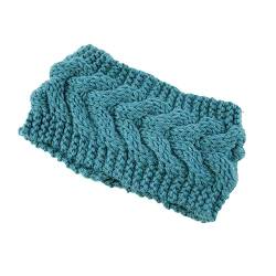 Ailan Damen Winter Stirnband, gehäkelt, elastisch, breit, warm, klobig, Damen Ohrenschützer, Gesichtsbedeckung, Haarschmuck für Frauen, blauer See von Ailan