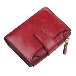 Ailan Frauen Geldbörsen PU Short Coin Phone Bag Multi Card Pocket Purse Zipper Closure Large Capacity Führerschein Kartenhalter, Rot von Ailan