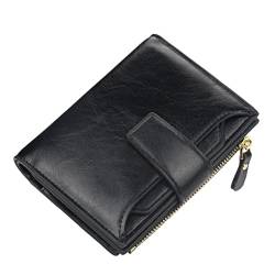 Ailan Frauen Geldbörsen PU Short Coin Phone Bag Multi Card Pocket Purse Zipper Closure Large Capacity Führerschein Kartenhalter, Schwarz von Ailan