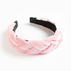 Ailan Geflochtenes Velours Stirnband im Böhmen Stil, breite Haarbänder, Haarband, solides Winterkopfband, Hochzeitsbankett, Styling Zubehör, Rosa von Ailan