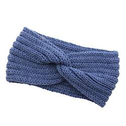 Ailan Gehäkeltes Stirnband Einfacher Stil Sport Stirnband Atmungsaktives Schweißband Kopfbedeckung Elastisches Weichheits Haarband für Yoga, Nebel blau von Ailan