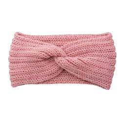 Ailan Gehäkeltes Stirnband Einfacher Stil Sport Stirnband Atmungsaktives Schweißband Kopfbedeckung Elastisches Weichheits Haarband für Yoga, Nebel rosa von Ailan