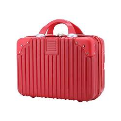 Ailan Kompakter und langlebiger Kosmetikkoffer für Frauen unterwegs, tragbares Gepäck, Kosmetikkoffer, Aufbewahrungsbox, Koffer, Make up Tasche, Rot, 14 Zoll von Ailan