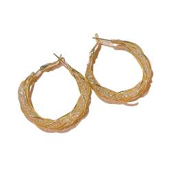 Ailan Premium Creolen für Frauen, bequem zu tragen, gedrehte Creolen, silberne Luxus Bling Loop Ohrringe, einzigartige Geschenke, Gold von Ailan