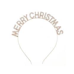 Ailan Weihnachten Haarband Dekorative Weihnachten Kopfbedeckung Urlaub Festival Party Kostüm Dekoration Eisen Neujahr Kristall Strass, Roségold von Ailan