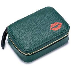 Aileder Mini-Lippenstift-Etui mit Spiegel, echtes Leder, kleine Reise-Make-up-Kosmetiktasche, Aufbewahrungstasche, für Frauen und Mädchen von Aileder