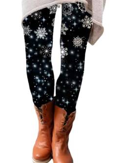Ailovone Damen Weihnachten Printed Leggings Warme Hose Freizeithose Weihnachten Muster Thermo Leggings Winter Hosen Gemütlich Hausanzug Hose für Mädchen von Ailovone