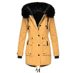 Ailovone Mantel Damen Winterparka Lang Warme Baumwolljacke Mantel Mit Reißverschluss Langarm Hoodie Jacke Wintermantel Damen Futter Outdoorjacke Übergangsjacke Damenjacke von Ailovone