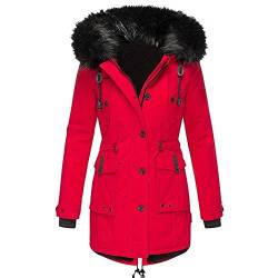 Ailovone Mantel Damen Winterparka Lang Warme Baumwolljacke Mantel Mit Reißverschluss Langarm Hoodie Jacke Wintermantel Damen Futter Outdoorjacke Übergangsjacke Damenjacke von Ailovone