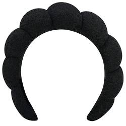 Ailovone Schwamm Spa Stirnband für Frauen rutschfest Haarreifen Breit Harthaar Reifen Schwamm und Frottee, Vintage Haarband für Frauen Haarreifen für Gesichtswäsche (Schwarz) von Ailovone