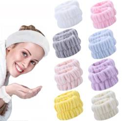 Ailovone Spa Handgelenk Waschband Gesichtswaschen Schweißbänder Spa Armband Waschband Mikrofaser Handgelenk Waschtuch Armband Stirnbänder Weiches Elastisches Tragbare Spa Gesicht Armbänder (8pair) von Ailovone