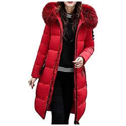 Ailovone Winterjacke Damen Wintermantel Lang Damen Winter Warm Steppmantel Parka mit Kapuze Slim Fit Reißverschluss Daunenjacke Damenmantel Dicke Outdoorjacke von Ailovone