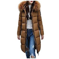 Ailovone Winterjacke Damen Wintermantel Lang Damen Winter Warm Steppmantel Parka mit Kapuze Slim Fit Reißverschluss Daunenjacke Damenmantel Dicke Outdoorjacke von Ailovone