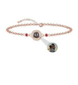 Aina Lighting Personalisierte Foto Armband für Frauen benutzerdefinierte Projektor Armband mit Birthstone Kreis Bild Projektion Armband für Jahrestag Weihnachten Geburtstag von Aina Lighting