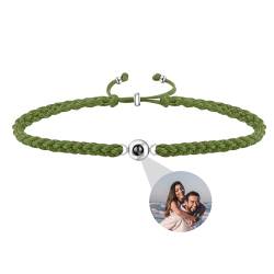 Aina Lighting Personalisierte Foto Armband mit Bild im Stein benutzerdefinierte Kreis Foto Armband Memorial Projektion Armband Geschenke für Männer, Frauen, Paar, Freunde von Aina Lighting