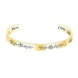 Aina Lighting Personalisierte Geburt Blume Armreif Armband benutzerdefinierte eingraviert Name Armband für Frauen Muttertag Jahrestag Geburtstag von Aina Lighting