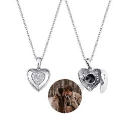 Aina Lighting Personalisiertes Foto Projektion Halskette Projektor Halskette mit Bild im Stein Personalisierte Herz Bild Medaillon Halskette für Frauen von Aina Lighting