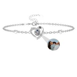 Personalisierte Foto Armbänder für Frauen benutzerdefinierte Herz Armband mit Foto im Stein Foto Projektion Armband Ich liebe dich Armband 100 Sprachen Weihnachten Jahrestag Geburtstag Geschenk von Aina Lighting