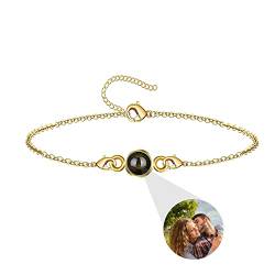 Personalisiertes Armband mit Foto im Stein Ich liebe dich Armband 100 Sprachen 925er Sterlingsilber Kreis Projektions Armband mit Bild Schmuck Geschenke für Frauen Ehefrau Mutter Freundin von Aina Lighting