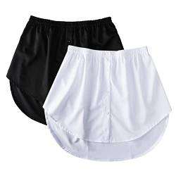 2 Stück Hemdverlängerung Damen Mini Unterrock Lower Skirt Sweep Hemd Verlängerung Rock mit Knöpfen Blusenrock Petticoat Extender Hemd von Ainiyo
