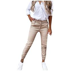 7/8 Hose Damen 3/4 Hose Damen Cropped Hose Stretch Chino Freizeithose Große Größen Elegant Stoffhose für Frauen Damen Casual Loose Bequem Sweatpant Jogginghose Trainingshose Sporthose Yogahose von Ainiyo