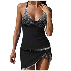 Ainiyo Badeanzug Damen Bauchweg Elegant Strandkleid Strandmode Badeanzug für Damen Große Größen Bademode Set Push Up Bauch Weg Tankini Oberteile Blumenmuster Gepolsterte mit Badeshorts Sets von Ainiyo