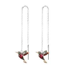 Ainiyo Damen Modische Flügelverbreitung Zirkon Kolibri Lange Anhänger Ohrkette Lady Schmuck für Mutter Freundin Besten Freund Mädchen Muttertagsgeschenk Geburtstagsgeschenk 925 Silber Higlles Damen von Ainiyo