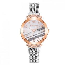 Ainiyo Uhr Damen Armbanduhr Damenuhren Quarzuhr Watch für Frauen Damen, Beiläufige Quarz-Edelstahl-Band-Frauen-Blumen-Strass-Uhr Mädchenuhr Damenuhr von Ainiyo