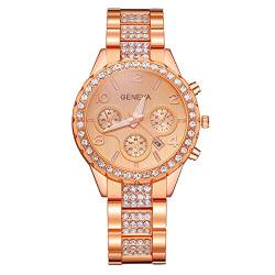 Ainiyo Uhr Damen Armbanduhr Damenuhren Quarzuhr Watch für Frauen Damen, Damen Quarz Armbanduhren Edelstahl Damenuhr Band Strap Spin Watch Mädchenuhr Geburtstagsgeschenk von Ainiyo