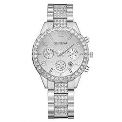 Ainiyo Uhr Damen Armbanduhr Damenuhren Quarzuhr Watch für Frauen Damen, Luxuriöse Volldiamant-Stahlband-Frau-Quarz-Analoguhr Diamond Watch Mädchenuhr Damenuhr Silber von Ainiyo