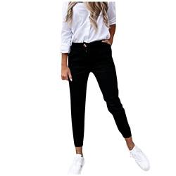 Damen Cropped Hose Klassische Chino Hose Freizeithose Große Größen Elegant Stoffhose für Frauen Damen Casual Loose Bequem Kuschelhose Damen Flauschig von Ainiyo