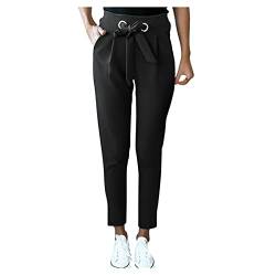 Damen Cropped Hose Stretch Chino Freizeithose Große Größen Elegant Stoffhose für Frauen Damen Casual Loose Bequem Sweatpant Jogginghose Trainingshose Sporthose Yogahose von Ainiyo