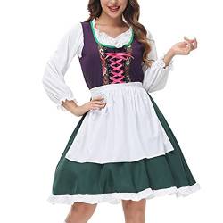 Dirndlkleid Damen Trachtenkleid Oktoberfest Trachtenrock Kleid Trachtenparty Costume kostüm Dress Sexy Lolita Kleid Mittelalterliches Halloween Cosplay Kostüm Karnevalsparty Spitzendirndlschürze von Ainiyo