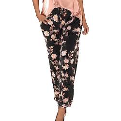 Pumphose Damen Lange Beine Haremshose Schlupfhose Boho Strandhose Leicht Freizeithose Loose Sommerhose Frauen Hose mit Taschen Straight Bein Hose Stoffhose Yogahose von Ainiyo