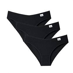 String Tanga Damen Unterwäsche Frauen Slips Hipsters Panties Unterhosen Dessous Baumwolle Frauen Damen 3 Stück Einfarbig Höschen Sexy Unterwäsche Bikini Tangas Höschen Slips 3er-Pack von Ainiyo