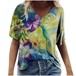 T-Shirts Damen Sommer Blusen Tops Kurzarm Langarm Tuniken Langarmshirts Hemd Sweatshirt Loose Beste Freunde Pullover Frühjahr für Frauen mit Motiv und 3D Bedrucktes Plus Size V-Ausschnitt Oberteile von Ainiyo