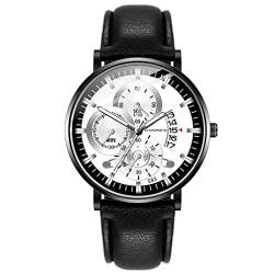 Uhren Herren Armbanduhr Quarz Uhr Herrenuhr Quarzuhr Sportuhr Outdooruhr Watch für Männer 2022 Herren Mode Militär Uhren Luxury Geometrischer Runder Herren Handtisch Business Casual Calendar Belt von Ainiyo