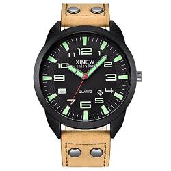 Uhren Herren Armbanduhr Quarz Uhr Herrenuhr Quarzuhr Sportuhr Outdooruhr Watch für Männer 2022 Herren Mode Militär Uhren Luxury Herren Leder Datum Casual Analog Quarz Business Uhren Geschenke von Ainiyo