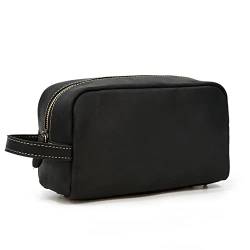 Aintap Vintage-Leder-Unisex-Kulturbeutel: Stylischer Reise-Organizer und Handgelenktasche für Männer (Schwarz, Einheitsgröße) von Aintap