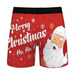 Ainuno Weihnachtsunterwäsche für Männer, lustige Gag-Geschenke, lustige Neuheit, Urlaub, Boxershorts, kein Fliegen, Weihnachtsmann Hohoho, Large von Ainuno