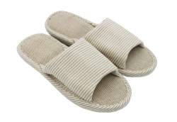 AioTio Frauen und Männer Cotton Flachs Casual weiches Licht offene Zehe Hausschuhe Bequeme und atmungsaktive Hausschuhe Anti-Rutsch für Indoor und Outdoor(38/39 EU EU,Beige) von AioTio