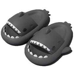 AioTio Hai Hausschuhe Damen Badelatschen Herren Weiche Dicke Sohle Bequeme Rutschfeste Dusch und Badeschuhe Hai Schlappen Strand Sandalen Cozy Shark Slides Slippers(Schwarz, 38/39 EU) von AioTio