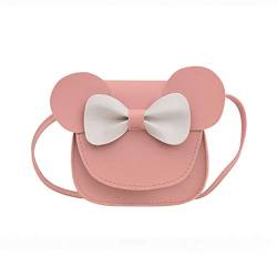 AioTio Niedliche kleine Mädchen Bowknot Umhängetasche Handtasche, PU Schulterhandtasche für Kinder Mädchen Kleinkinder(Pink) von AioTio