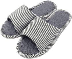 Bequemer beiläufiger Baumwollflachs-Anti-RutschSlipper der Frauen und der Männer Innen- und Gebrauch im Freien(41/42 EU,Navy blau) von AioTio