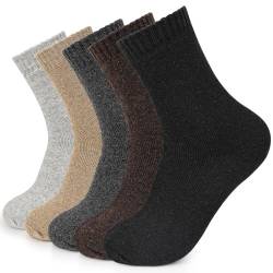 Airabc Socken Herren 37-46, 5 Paar Warme Socken Herren, Wintersocken, Thermosocken, Merino Socken Herren, Sportsocken, Wandersocken für Outdoor, Haussocken für Home, Arbeitssocken für Business von Airabc