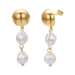 Airokiy Ohrringe Gold Perlen Ohrringe Sliver Ohrringe Ohrstecker Damen Hypoallergene Ohrringe Modeschmuck für Frauen Und MäDchen von Airokiy