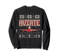 Pilot T-Shirt – Aviate Ugly Christmas Sweater Style Geschenk Sweatshirt von Airplane Pilot Tees