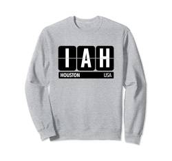 IAH Houston Texas USA Reise-Souvenir weißer Text Sweatshirt von Airport Code Flip Board Tees
