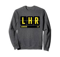 LHR London England UK Reise-Souvenir, gelber Text Sweatshirt von Airport Code Flip Board Tees
