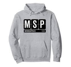 MSP Minneapolis Minnesota USA Reise-Souvenir weißer Text Pullover Hoodie von Airport Code Flip Board Tees